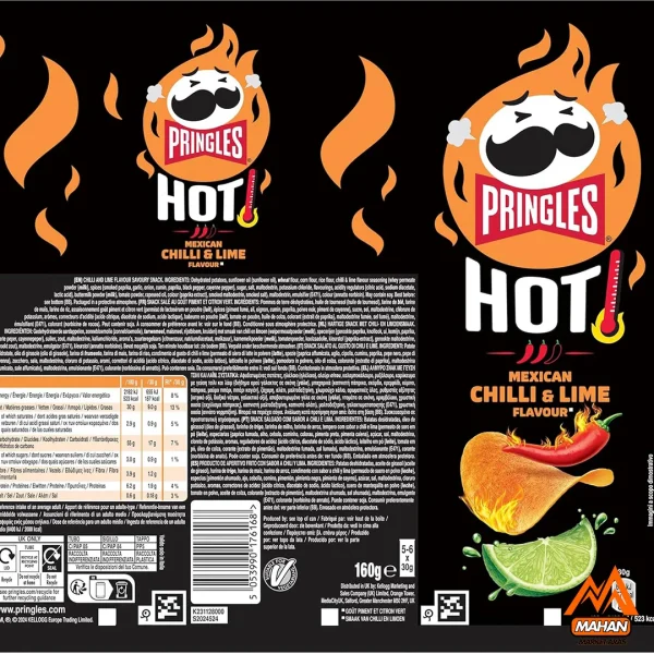 چیپس پرینگلز Pringles طعم تند و خامه ترش 165 گرم Pringles HOT Flamin Pringles HOT Kickin Sour Cream Flavour 165gr - Image 2