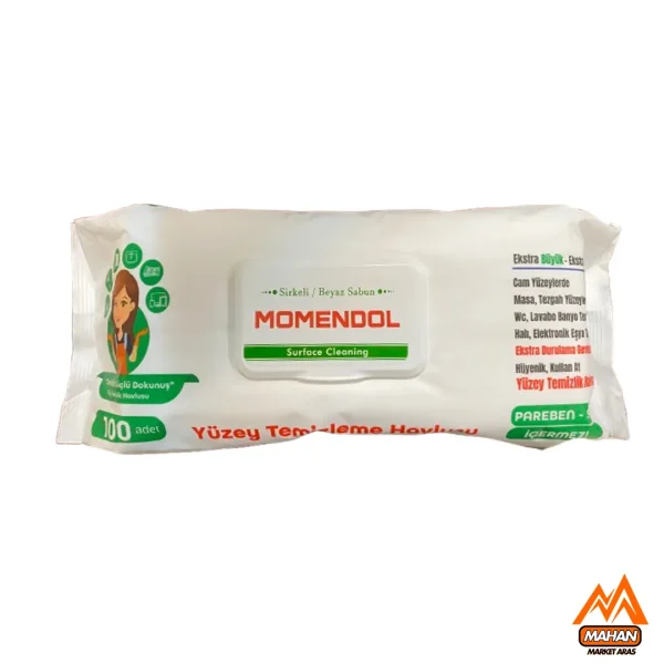 دستمال مرطوب تمیز کننده سطوح مومندول Momendol بسته 100 تایی