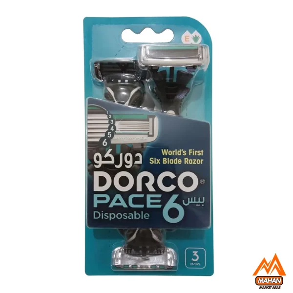 خودتراش مردانه 6 لبه دورکو Dorco مدل Pace 6 بسته 3 عددی 