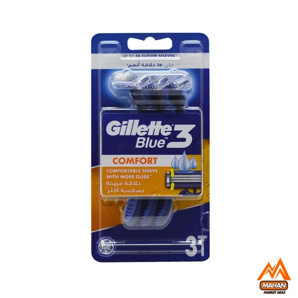 خودتراش مردانه 3 لبه ژیلت Gillette مدل Blue3 Comfort بسته 3 عددی