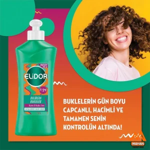 کرم موی فر الیدور Elidor مدل Belirgin Bukleler حاوی الاستین و شیر بادام حجم 265 میل