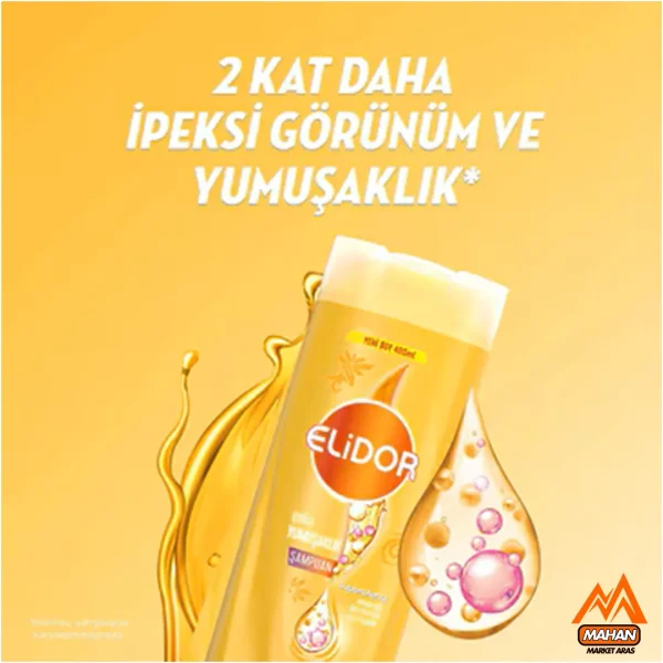شامپو موی الیدور Elidor مدل İpeksi Yumuşaklık مناسب موهای خشک حجم ۴۰۰ میل - Image 4