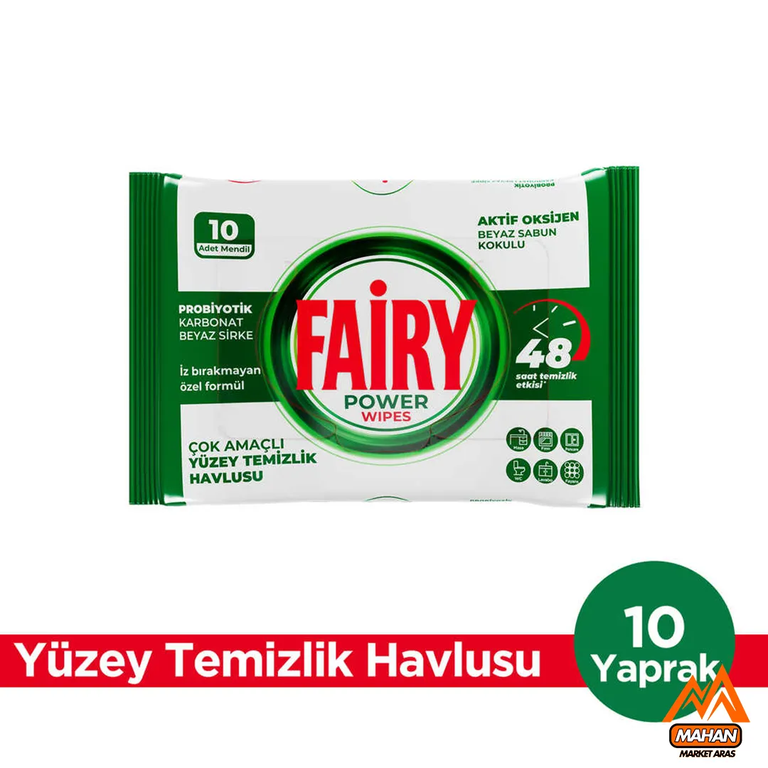 دستمال مرطوب چند منظوره تمیز کننده سطوح فیری FAIRY تعداد 10 برگی حاوی صابون سفید ، سرکه سفید و جوش شیرین - Image 3